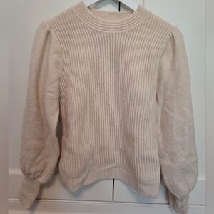 Mango Cream Ribbed Women's Sweater